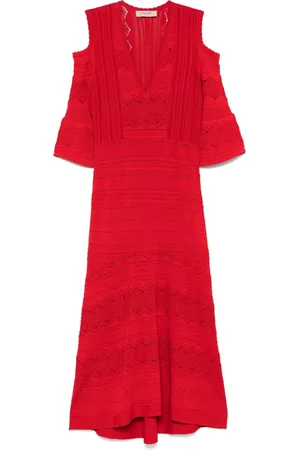 Twin-Set Punched-knit midi dress