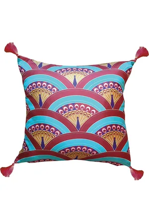 Les-Ottomans Peacock-print silk-blend cushion