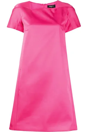 Paule Ka Satin-finish square-neck dress