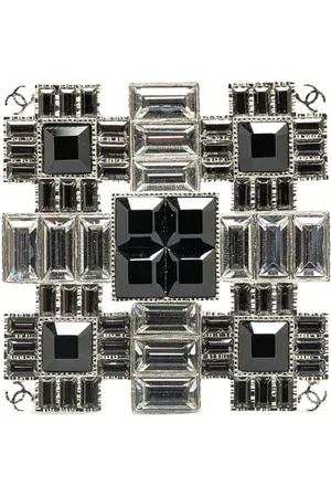 CHANEL 2019 Plated CC Crystal Square Brooch costume brooch