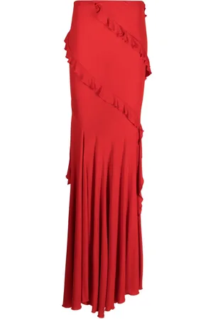 BLUMARINE Ruffled-detail long skirt