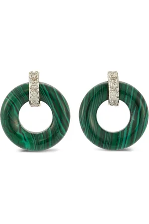 Mateo 14K yellow gold Donut diamond and malachite earrings