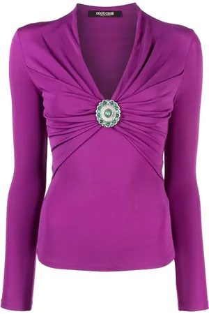 Roberto Cavalli Gathered-front long-sleeve top