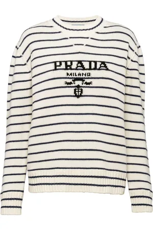 Prada Intarsia-logo striped cashmere jumper