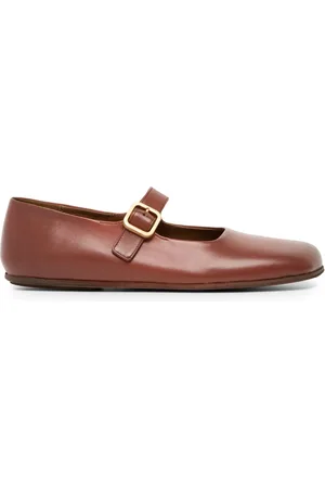 MARSÈLL Square-toe leather ballerina shoes