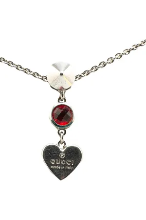 Gucci 1990-2024 Sterling Heart Crystal Drop Pendant Necklace costume necklace
