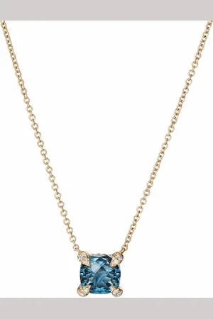 David Yurman 18kt yellow Ch??telaine topaz diamond pendant necklace