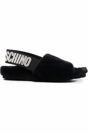 Moschino Faux-fur logo-strap sandals
