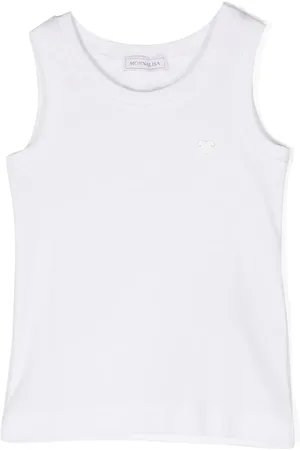 MONNALISA Logo-plaque fine-ribbed tank top