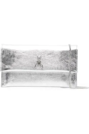 Patrizia Pepe Metallic-effect leather clutch bag