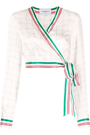 Casablanca Printed wrap crop top