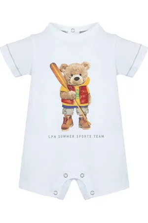 Lapin House Teddy bear-print cotton rompers