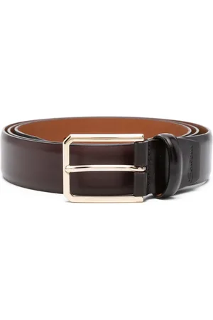 santoni Logo-debossed leather belt