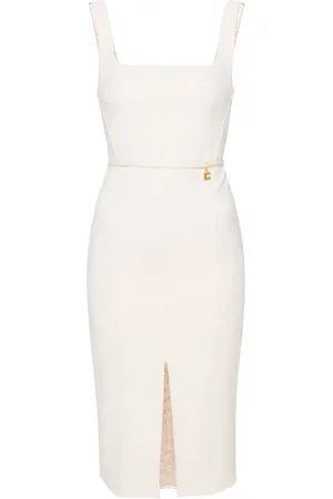 Elisabetta Franchi Square-neck cady midi dress