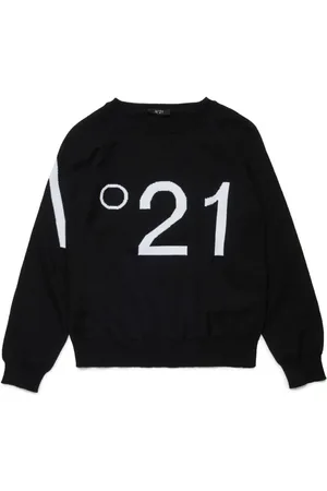 Nº21 Intarsia-knit logo jumper