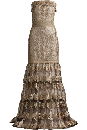 Tadashi Shoji Abey tiered sequin-embroidered gown