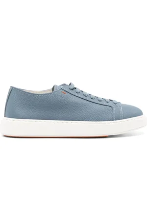 santoni Logo-patch leather sneakers