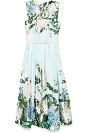 NISSA Floral-print taffeta midi dress