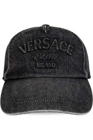 VERSACE Logo-embossed denim cap