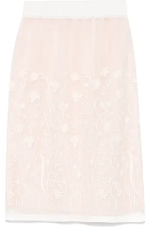 P.A.R.O.S.H. Floral-embroidered midi skirt