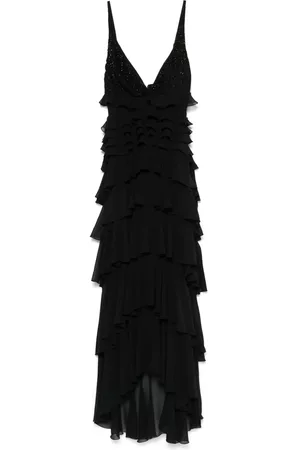 Elisabetta Franchi Georgette flounced gown