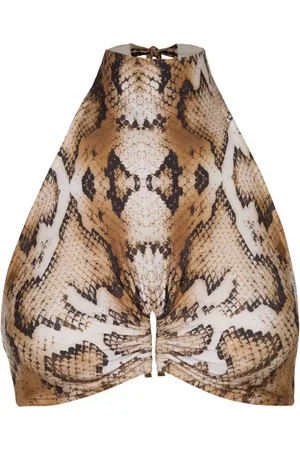 Lenny Niemeyer Snakeskin-print high-neck bikini top