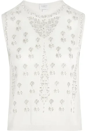 Giambattista Valli Floral-embroidered tank top