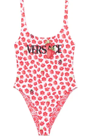 VERSACE Strawberry Garden-print swimsuit