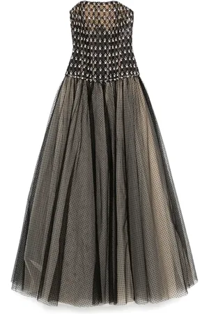 Dina Melwani Crystal-embellished corset gown