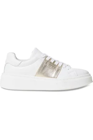 Twin-Set Laminated-stripe leather sneakers