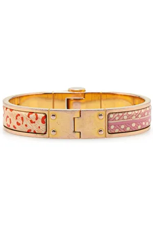 Hermès 20th Century Narrow Enamel Baobab Cat Charniere Bracelet GM costume bracelet