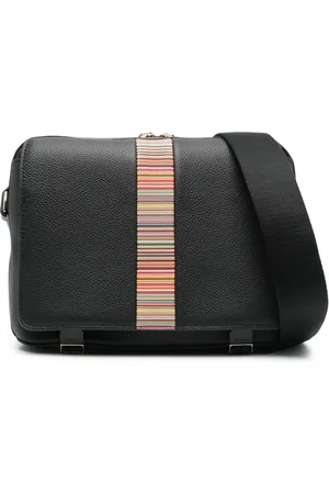 Paul Smith Signature stripe-trim leather messenger bag