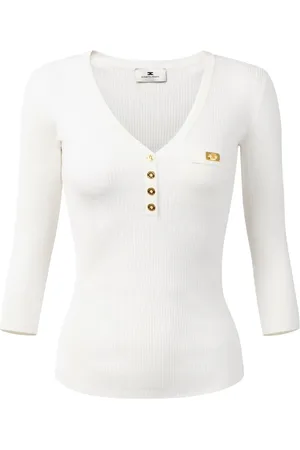 Elisabetta Franchi Logo-plaque ribbed top