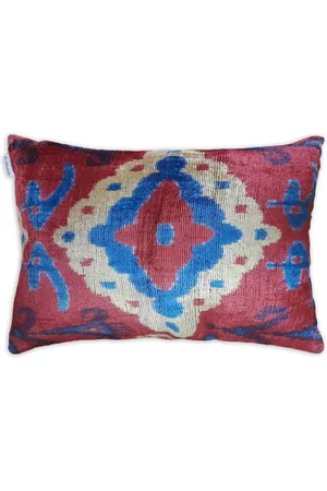 Les-Ottomans Ikat-print velvet cushion
