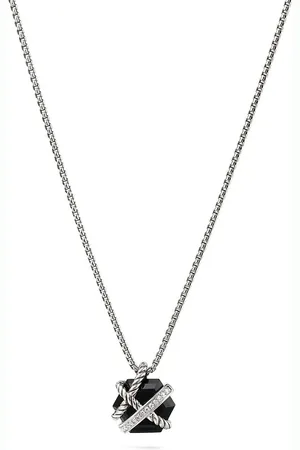 David Yurman Sterling Cable Wrap diamond necklace (12.5mm)
