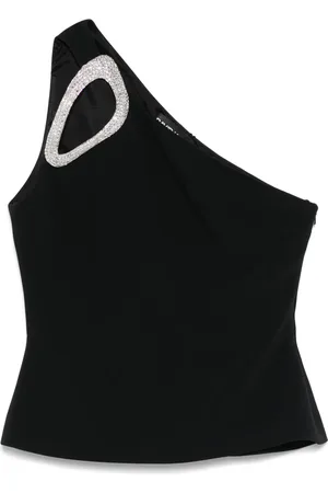 DAVID KOMA Crystal-embellished one-shoulder top