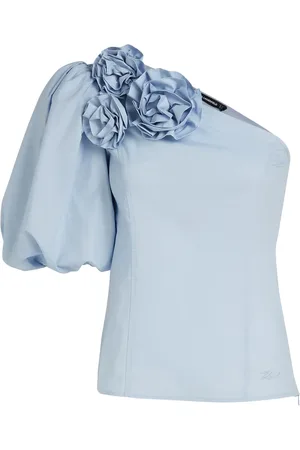 Karl Lagerfeld Floral-appliqu?? one-shoulder blouse