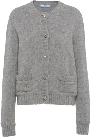 Prada Crystal-button cashmere cardigan