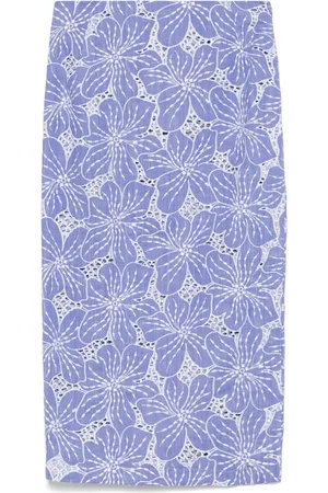 GENNY Floral-embroidered midi skirt