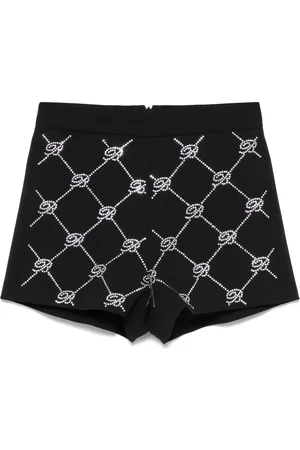 MISS BLUMARINE Rhinestone-logo shorts