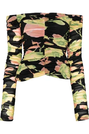 BLUMARINE Floral-print ruched top