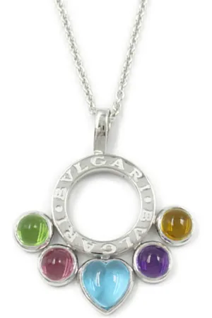 Bvlgari 2010s 18K white gold Allegra multi-stone necklace