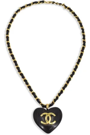 CHANEL 1990-2000s wooden heart chain necklace