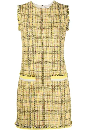 Msgm Plaid-pattern frayed mini dress