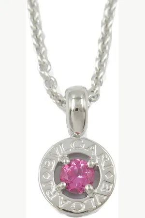 Bvlgari 2010s 18K white gold 1P pink sapphire necklace