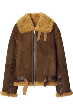 Burberry Shearling-trim leather jacket