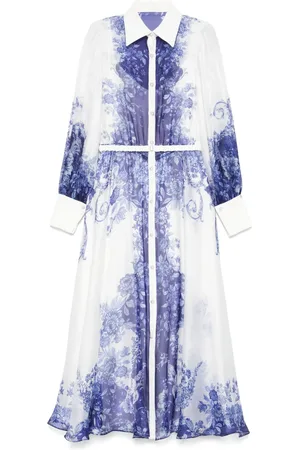 NISSA Printed organza midi dress