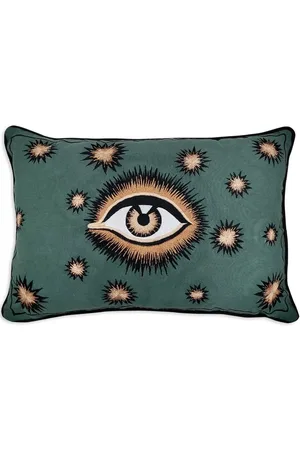 Les-Ottomans Eye-motif embroidered cushion