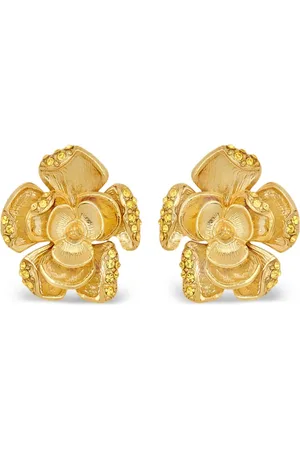 Oscar de la Renta Small Pav?? Rose earrings