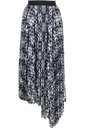 Karl Lagerfeld Pleated monogram-jacquard midi skirt